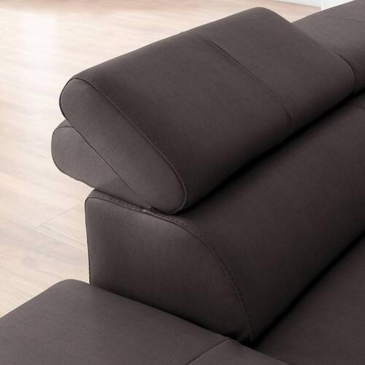 ECKSOFA Dunkelbraun Echtleder  - Dunkelbraun/Schwarz, Design, Leder/Metall (220/256cm) - Celina Home