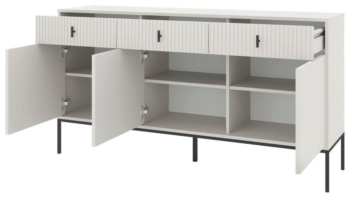 SIDEBOARD Maggiore  in 154,5/82,6/39 cm  - Kaschmir/Schwarz, Design, Holzwerkstoff/Metall (154,5/82,6/39cm) - Boxxx