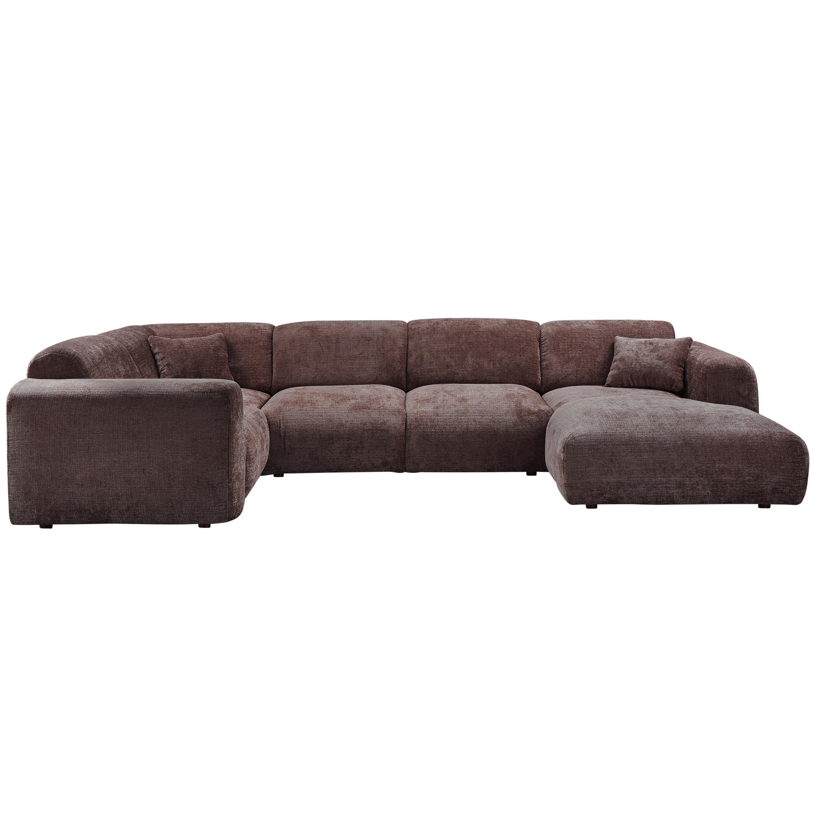 WOHNLANDSCHAFT Braun Chenille  - Schwarz/Braun, Design, Kunststoff/Textil (198/345/174cm) - Livetastic