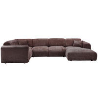 WOHNLANDSCHAFT Braun Chenille  - Schwarz/Braun, Design, Kunststoff/Textil (198/345/174cm) - Livetastic