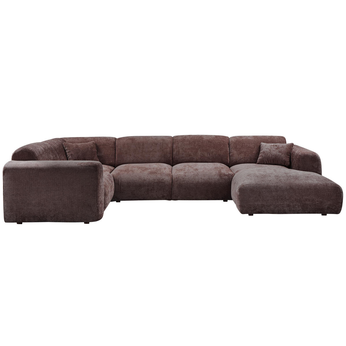 WOHNLANDSCHAFT Braun Chenille  - Schwarz/Braun, Design, Kunststoff/Textil (198/345/174cm) - Livetastic