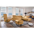 ECKSOFA in Echtleder Cognac  - Cognac/Alufarben, Design, Leder/Metall (271/242cm) - Cantus