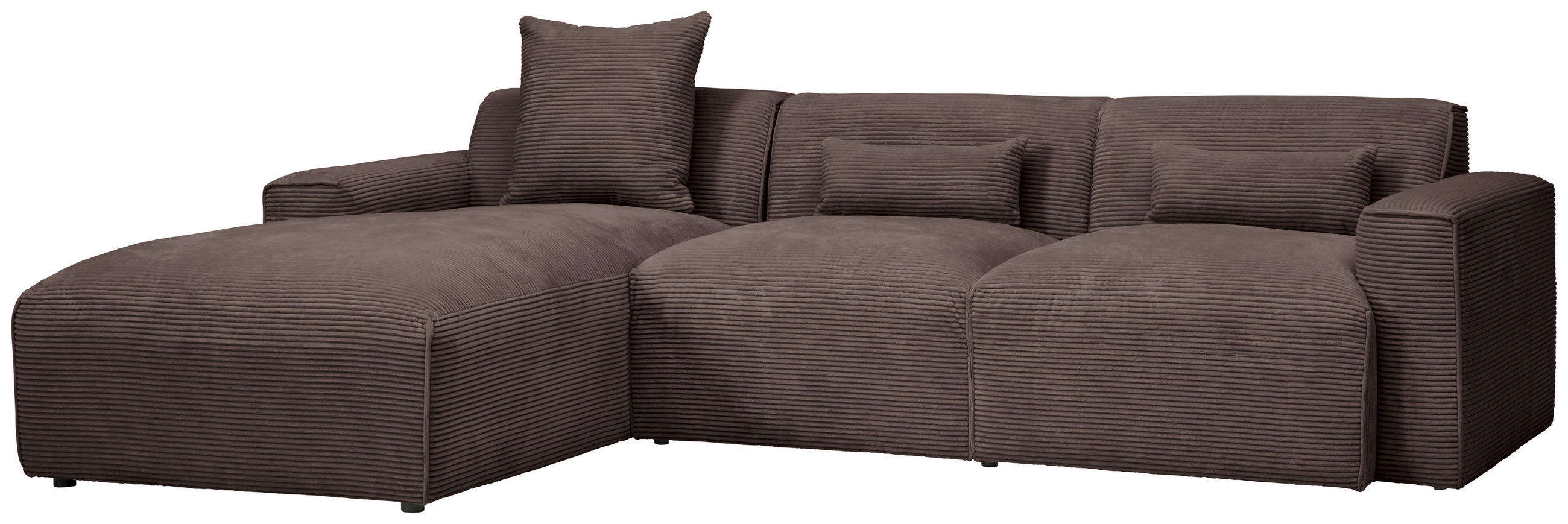 ECKSOFA Mokka Cord  - Schwarz/Mokka, Design, Kunststoff/Textil (196/303cm) - Livetastic