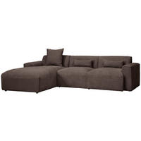 ECKSOFA Mokka Cord  - Schwarz/Mokka, Design, Kunststoff/Textil (196/303cm) - Livetastic