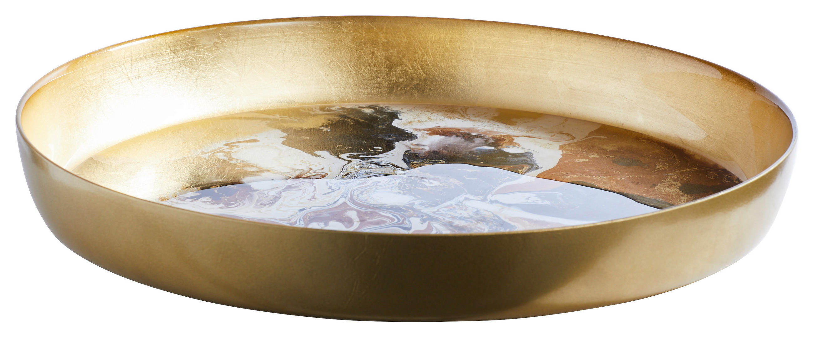 DEKORSKÅL   34,5 cm  - vit/brun, Design, glas (34,5cm) - Novel
