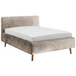 POLSTERBETT inkl. Bettkasten Lattenrost, Bettkasten Beige 140/200 cm  - Eichefarben/Beige, Design, Holz/Textil (140/200cm) - Xora