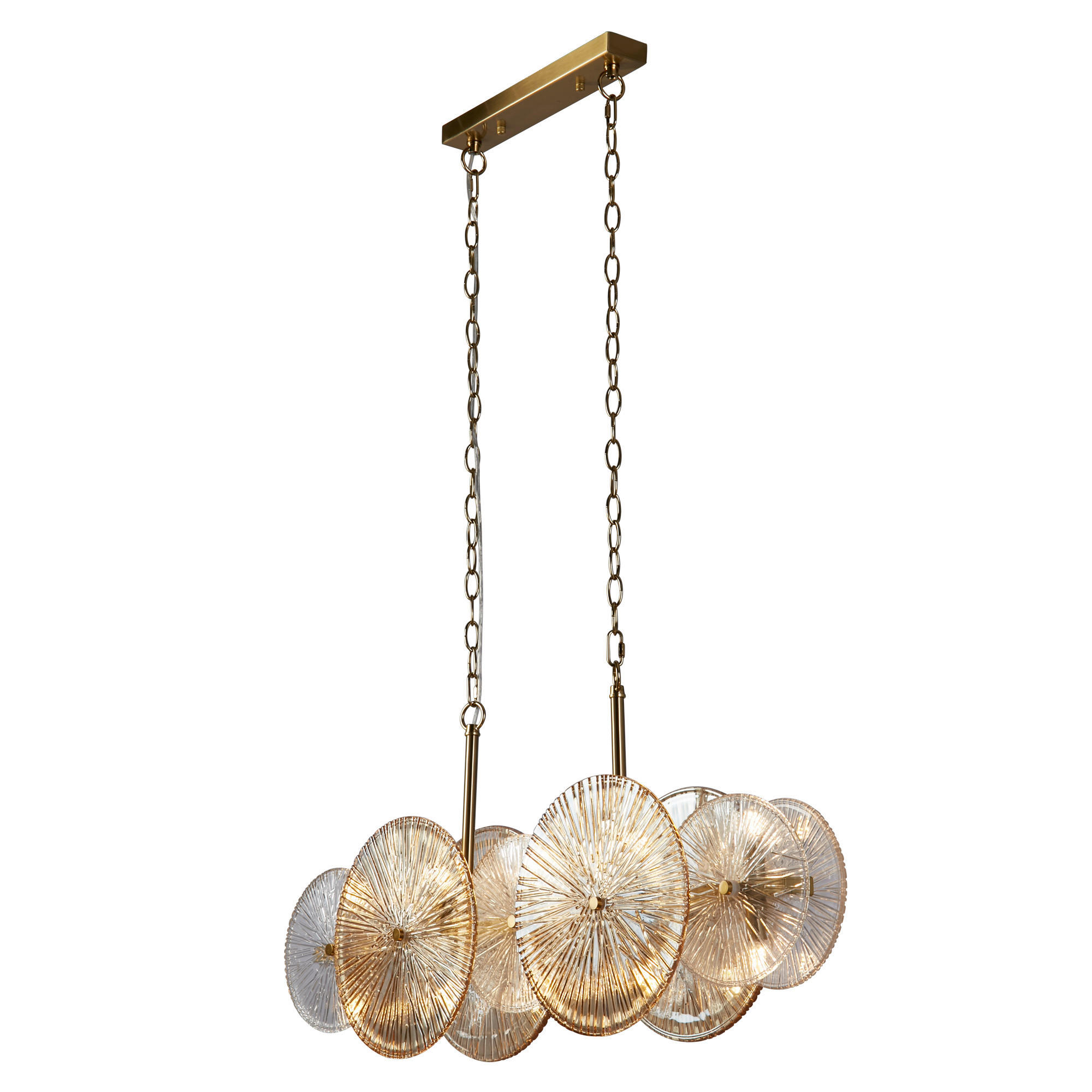 HÄNGELEUCHTE WAGON WHEEL 90/120/16 cm   - Messingfarben, LIFESTYLE, Glas/Metall (90/120/16cm) - Searchlight