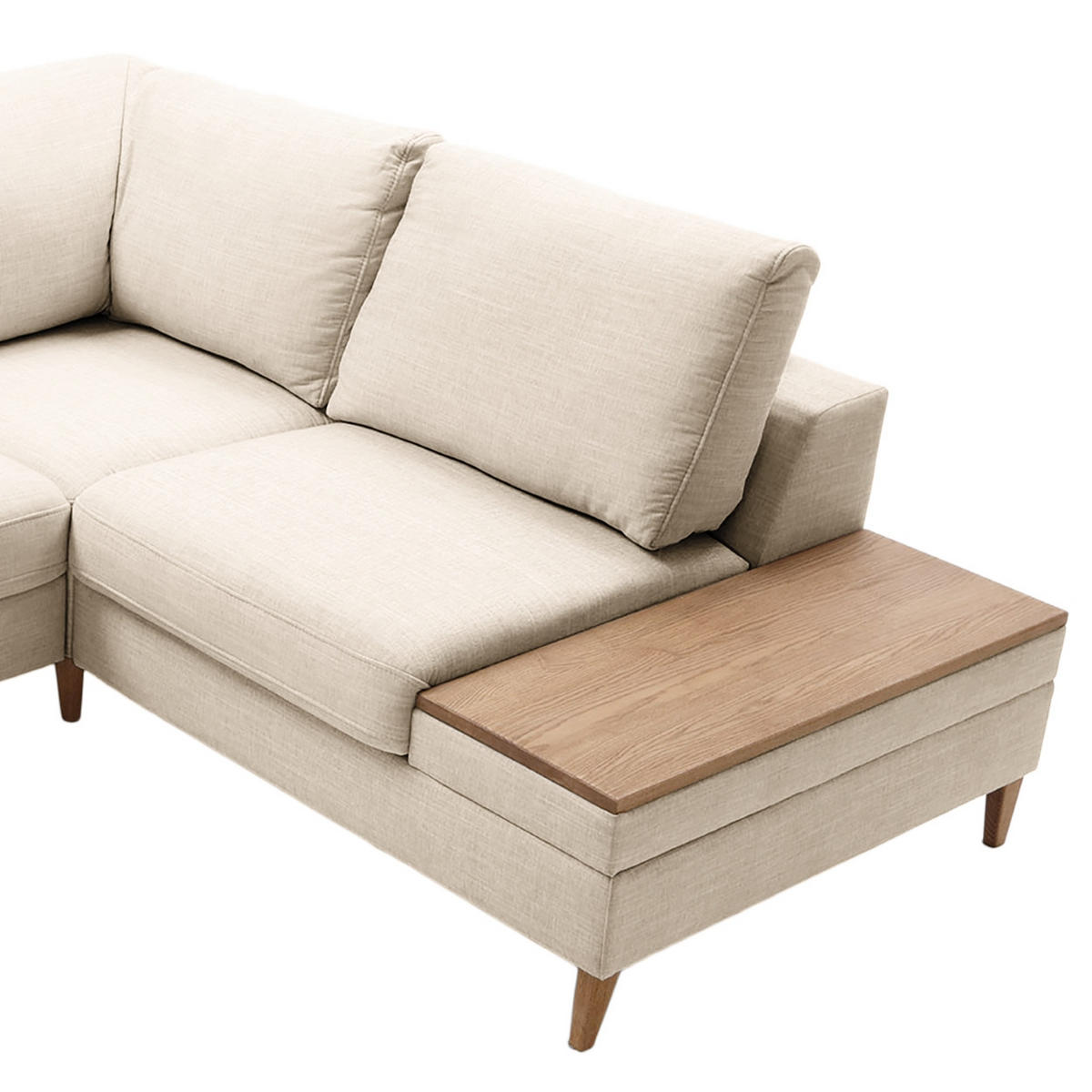 ECKSOFA in Webstoff Silberfarben  - Eschefarben/Silberfarben, Modern, Holz/Textil (260/90/204cm) - Trendmanufaktur