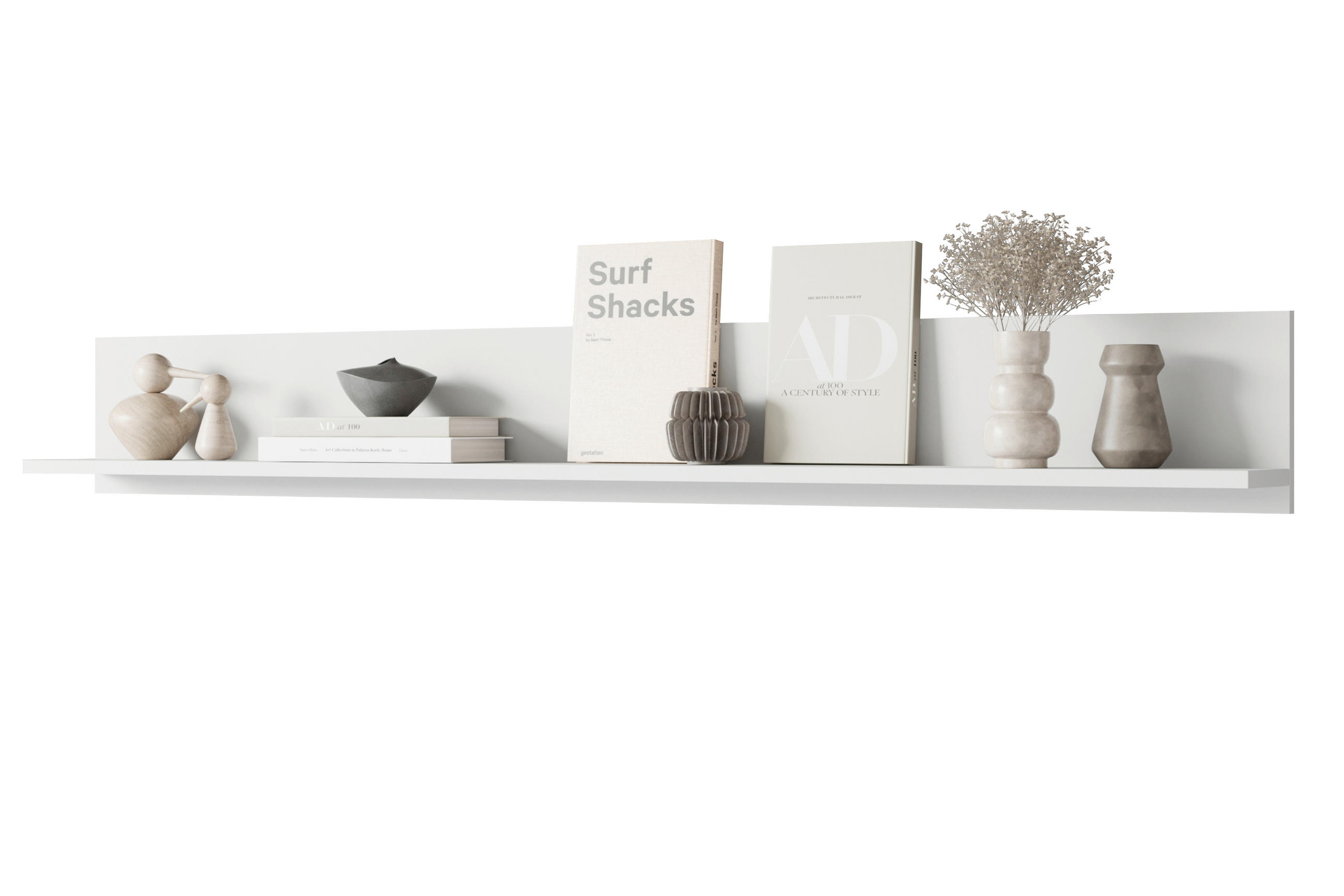 P & B NÁSTĚNNÁ POLICE, bílá, 138,5/18/12 cm