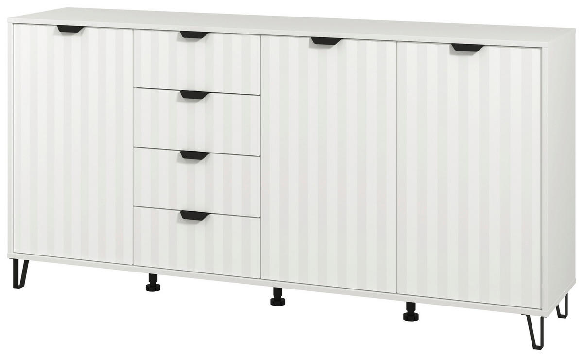 TÁLALÓSZEKRÉNY 182,5/90,5/40 cm  - fekete/fehér, Basics, faalapú anyag/fém (182,5/90,5/40cm) - Xora