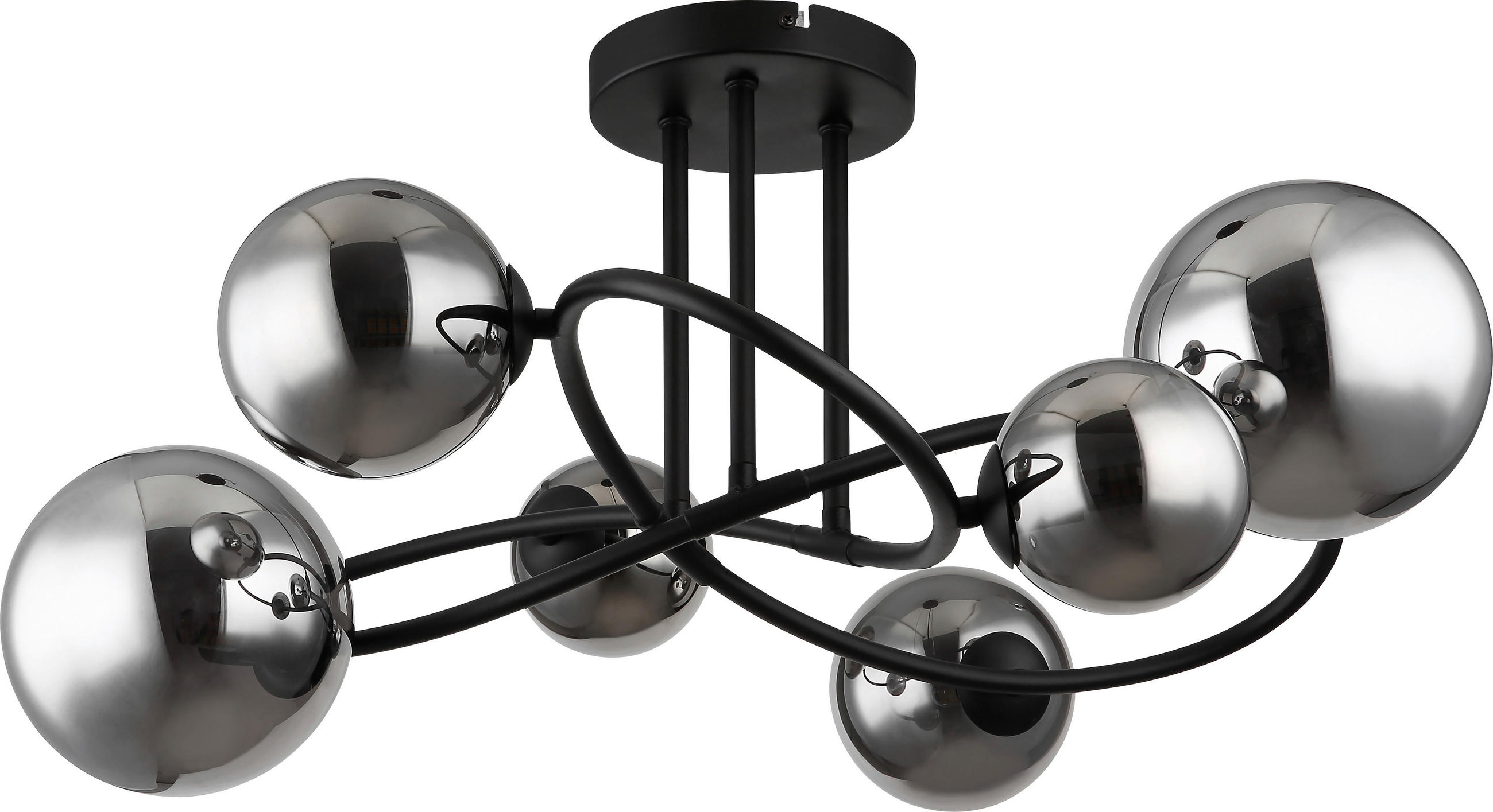 DECKENLEUCHTE 3,5 W    62/59/35 cm  - Schwarz, Design, Glas/Metall (62/59/35cm) - Collet's Monde