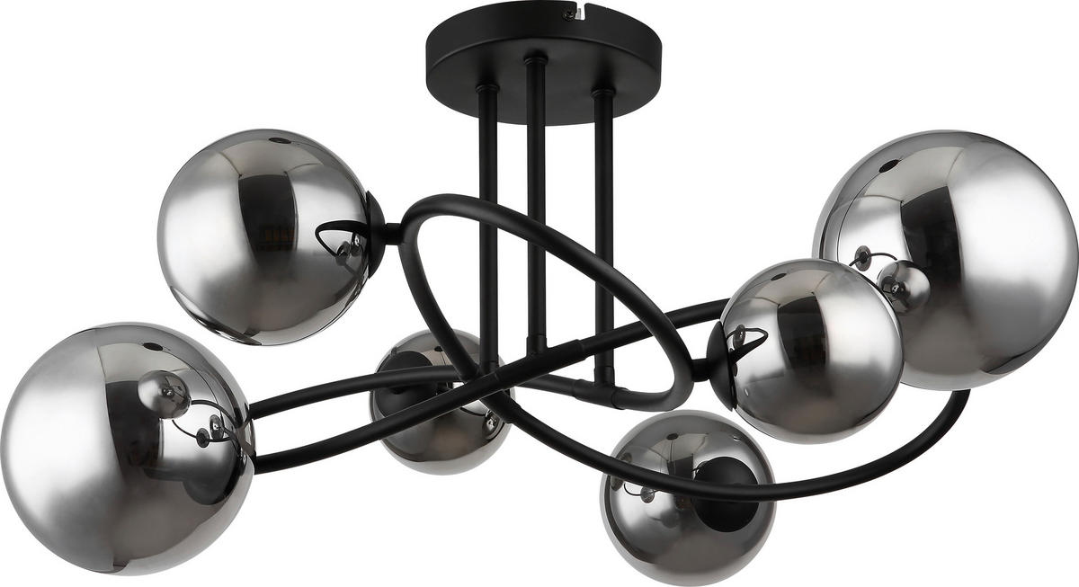 DECKENLEUCHTE 3,5 W    62/59/35 cm  - Schwarz, Design, Glas/Metall (62/59/35cm) - Collet's Monde