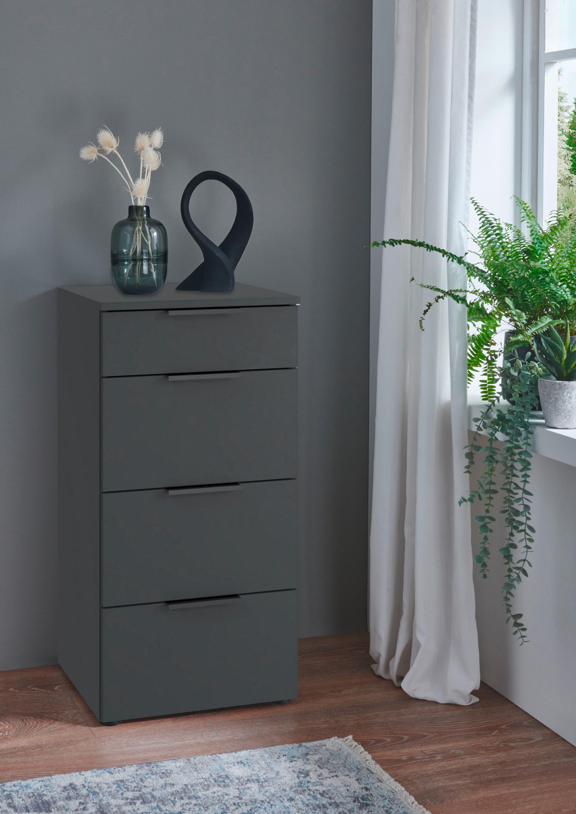 KOMMODE 41/84/41 cm  in Graphitfarben  - Graphitfarben/Schwarz, Design, Holzwerkstoff/Kunststoff (41/84/41cm) - Hom`in