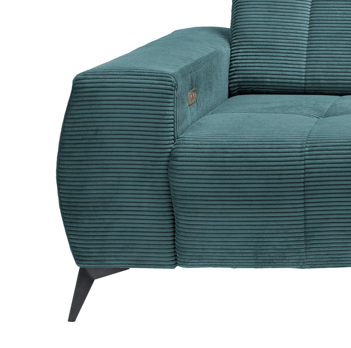 ECKSOFA in Cord Petrol  - Petrol/Schwarz, Modern, Textil/Metall (258/180cm) - Livetastic