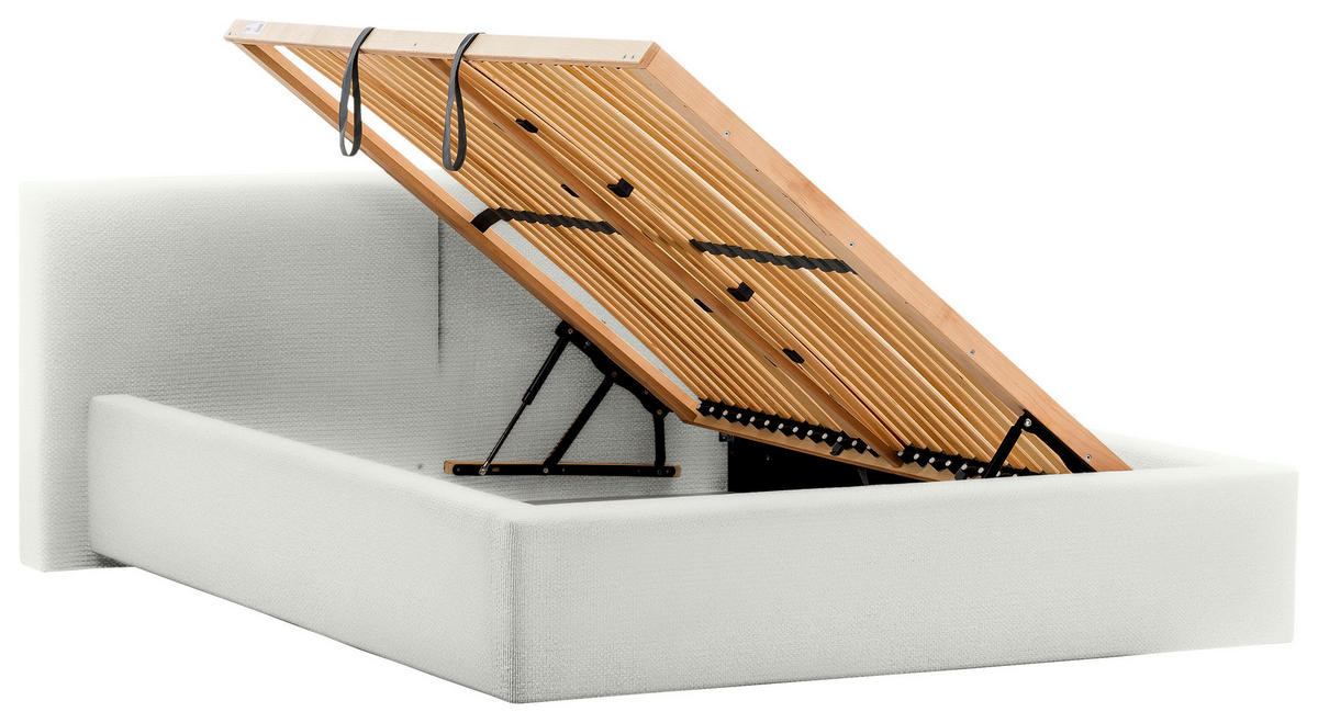 POLSTERBETT Lattenrost, Bettkasten 140/200 cm  in Weiß  - Weiß, Basics, Holz/Textil (140/200cm) - Boxxx