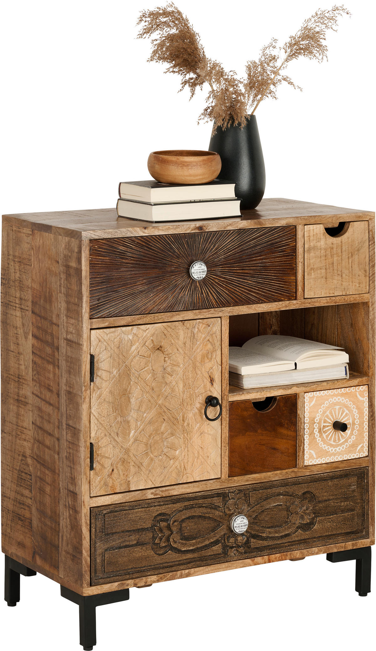 KOMMODE  in 70/80/35 cm  - Hellbraun/Schwarz, Basics, Holz/Metall (70/80/35cm) - Landscape