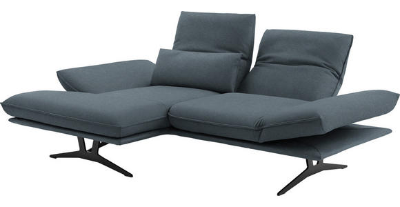 ECKSOFA in Echtleder Blau 130/210 cm - Blau/Gelb, Design, Leder/Metall (130/210cm) - Dieter Knoll