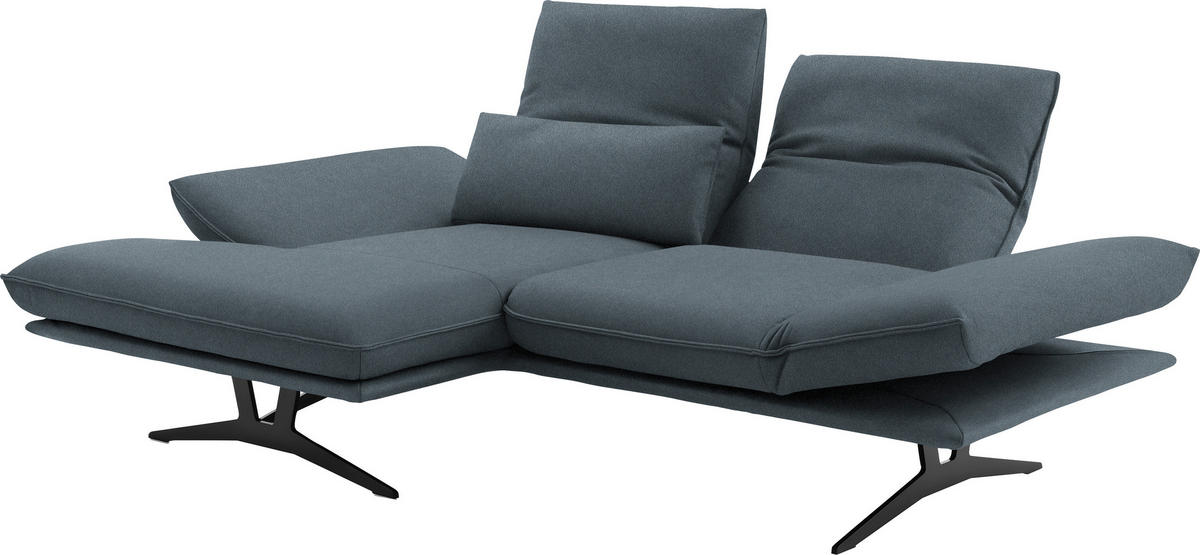 ECKSOFA in Echtleder Blau  - Blau/Gelb, Design, Leder/Metall (130/210cm) - Dieter Knoll