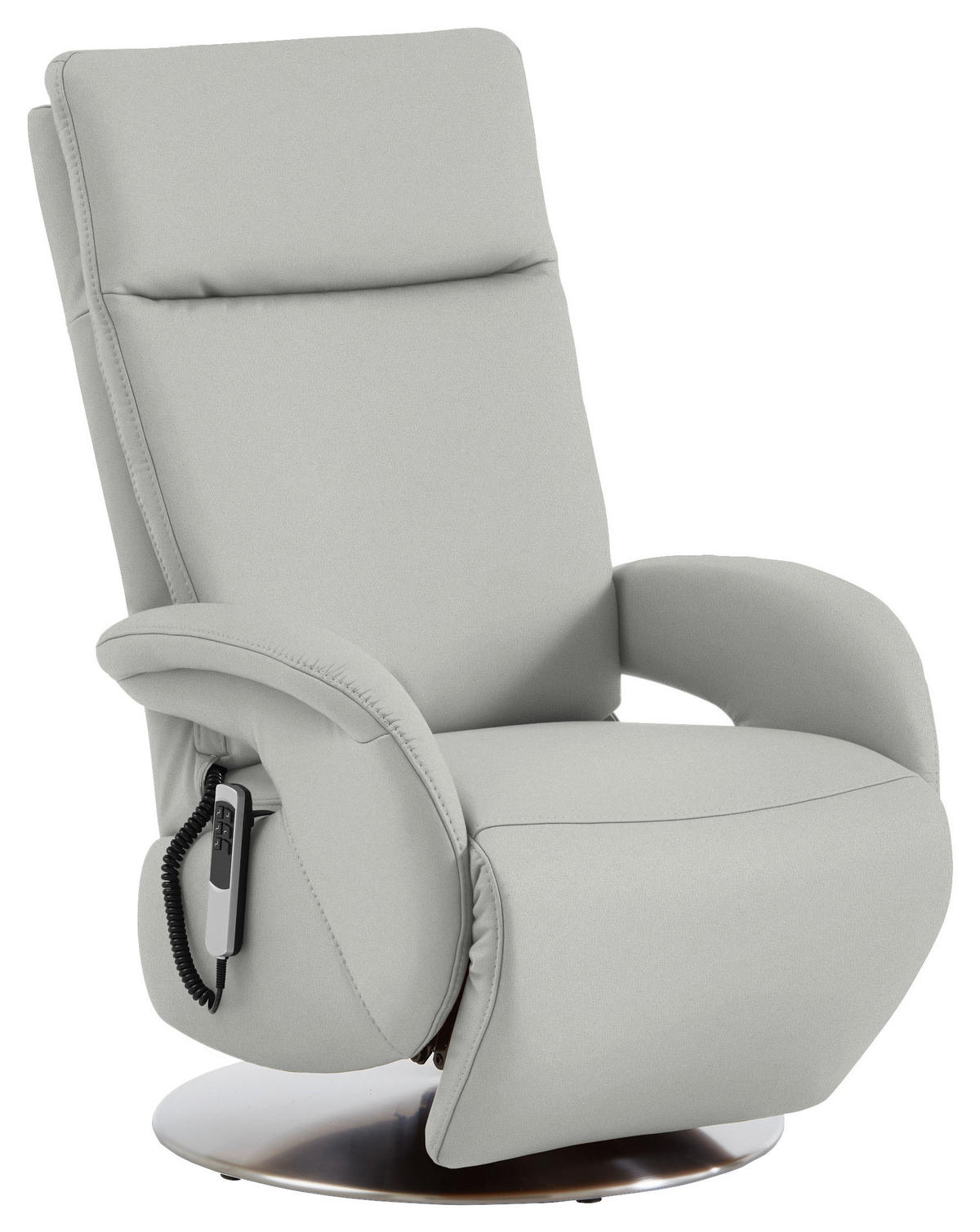 RELAXSESSEL in Leder Silberfarben  - Edelstahlfarben/Silberfarben, Design, Leder/Metall (70/108/80cm) - Cantus