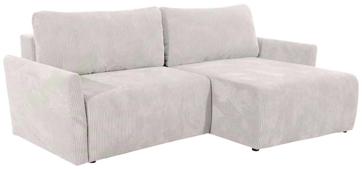 ECKSOFA in Cord Weiss  - Weiss/Schwarz, Konventionell, Kunststoff/Textil (228/146cm) - MID.YOU