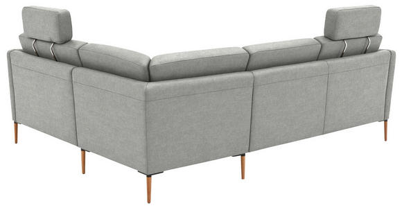 ECKSOFA  in Flachgewebe Grauweiß  238/186 cm  - Eichefarben/Grauweiß, Design, Holz/Textil (238/186cm) - Valnatura