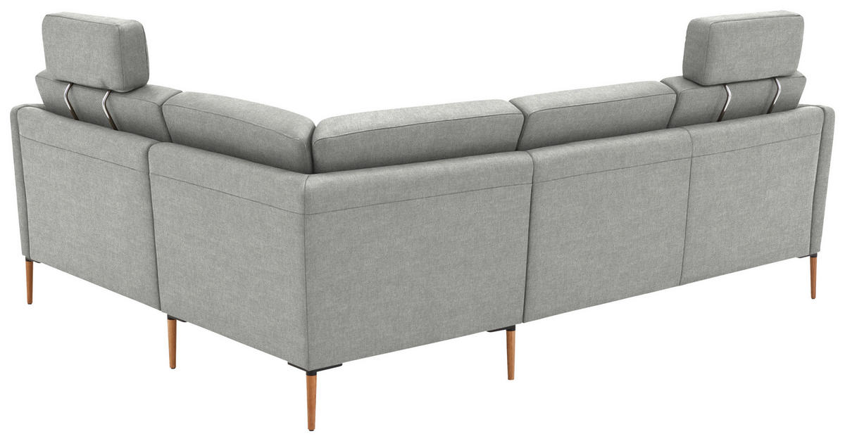 ECKSOFA  in Flachgewebe Grauweiß  238/186 cm  - Eichefarben/Grauweiß, Design, Holz/Textil (238/186cm) - Valnatura