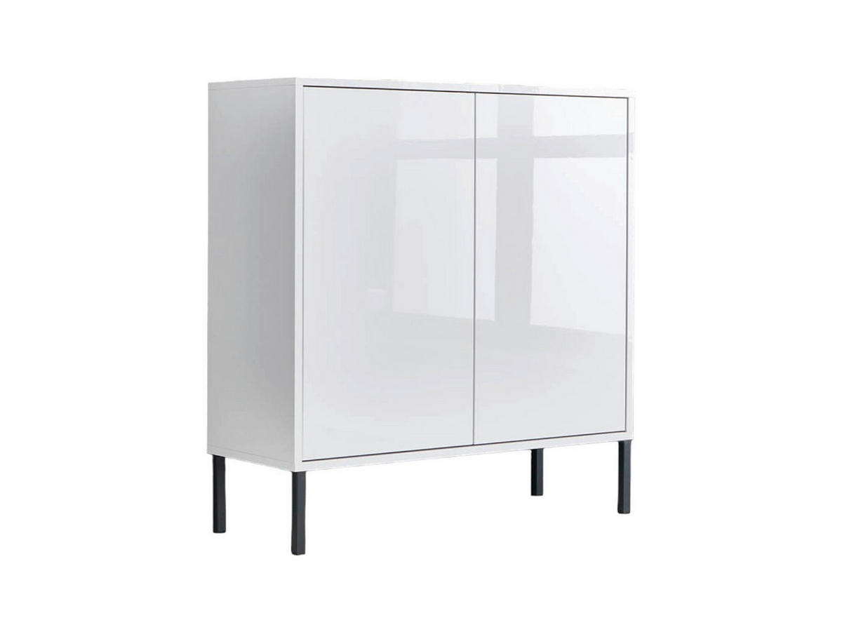 KOMODA, bílá, vysoce lesklá bílá, 79/86/33 cm - bílá/antracitová, Moderní, kov/kompozitní dřevo (79/86/33cm) - MID.YOU