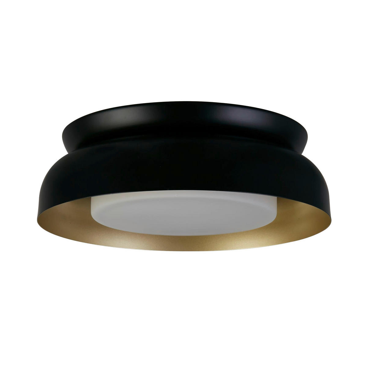 DECKENLEUCHTE Kendal 36,5/36,5/11,5 cm  - Goldfarben/Schwarz, Design, Glas/Metall (36,5/36,5/11,5cm)