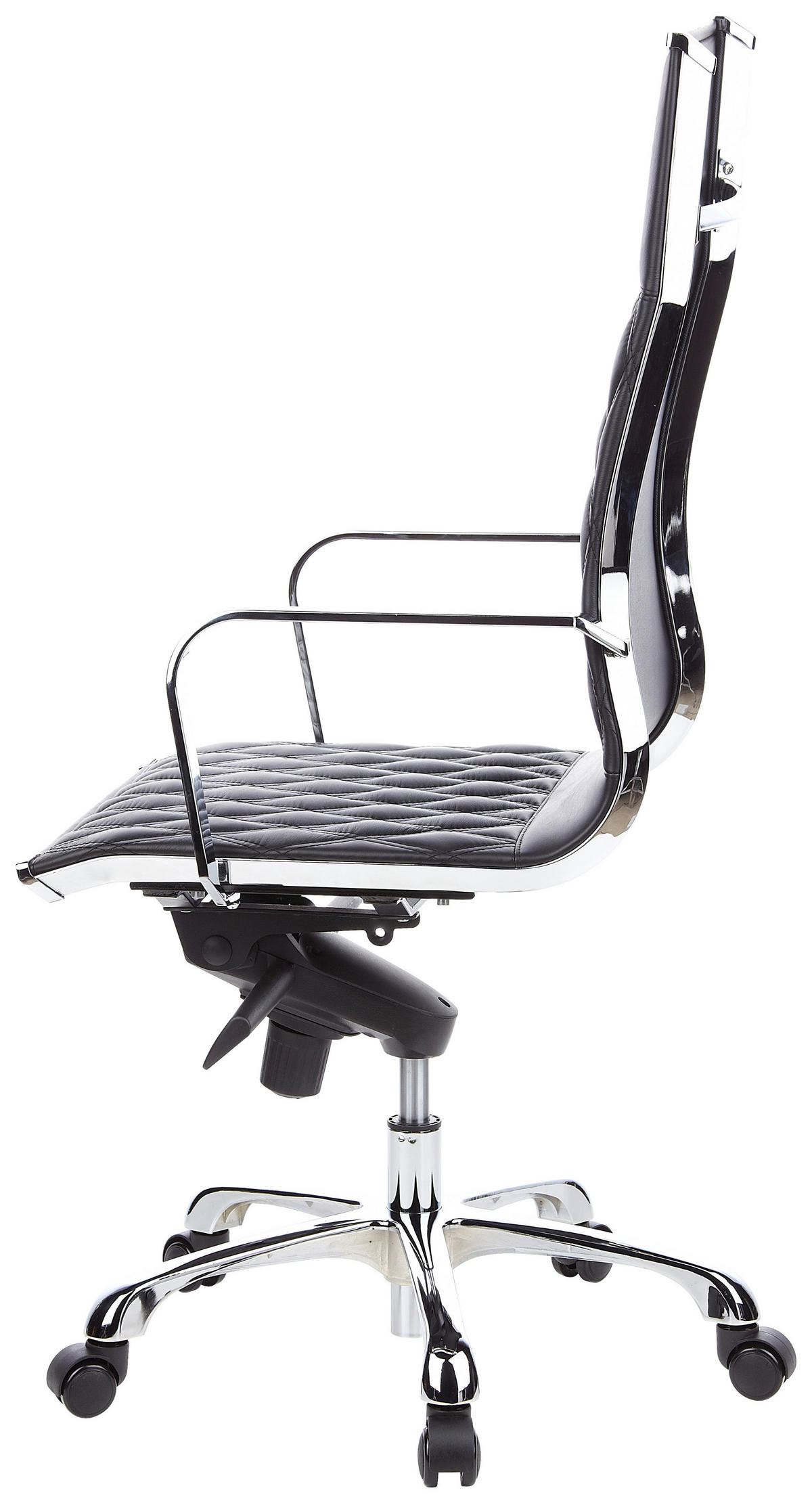 KONFERENČNI STOL usnje črna  - srebrne barve/črna, Moderno, kovina/usnje (62cm) - MID.YOU