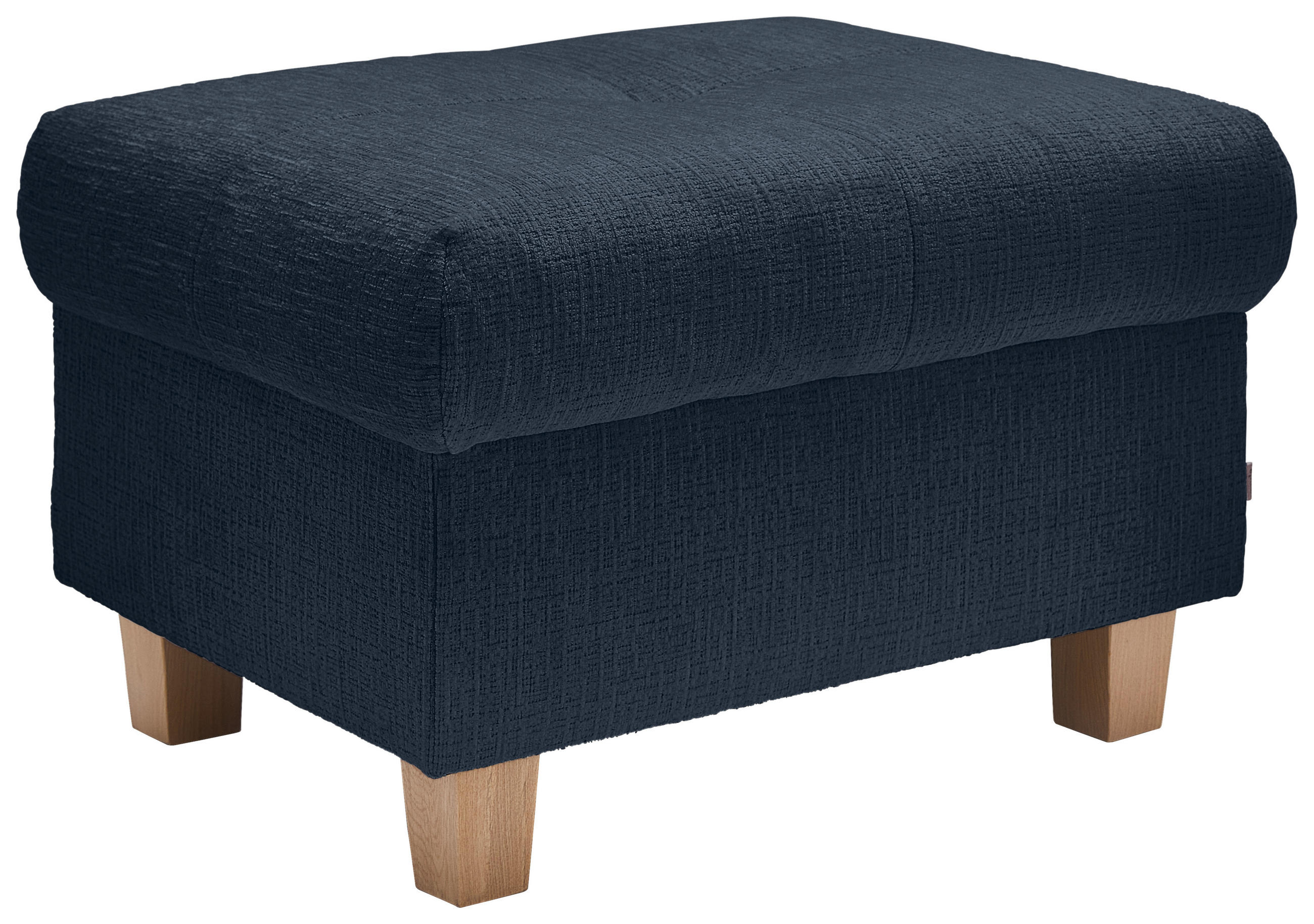 HOCKER Samt Dunkelblau  - Naturfarben/Dunkelblau, Design, Holz/Textil (71/46/57cm) - Venda