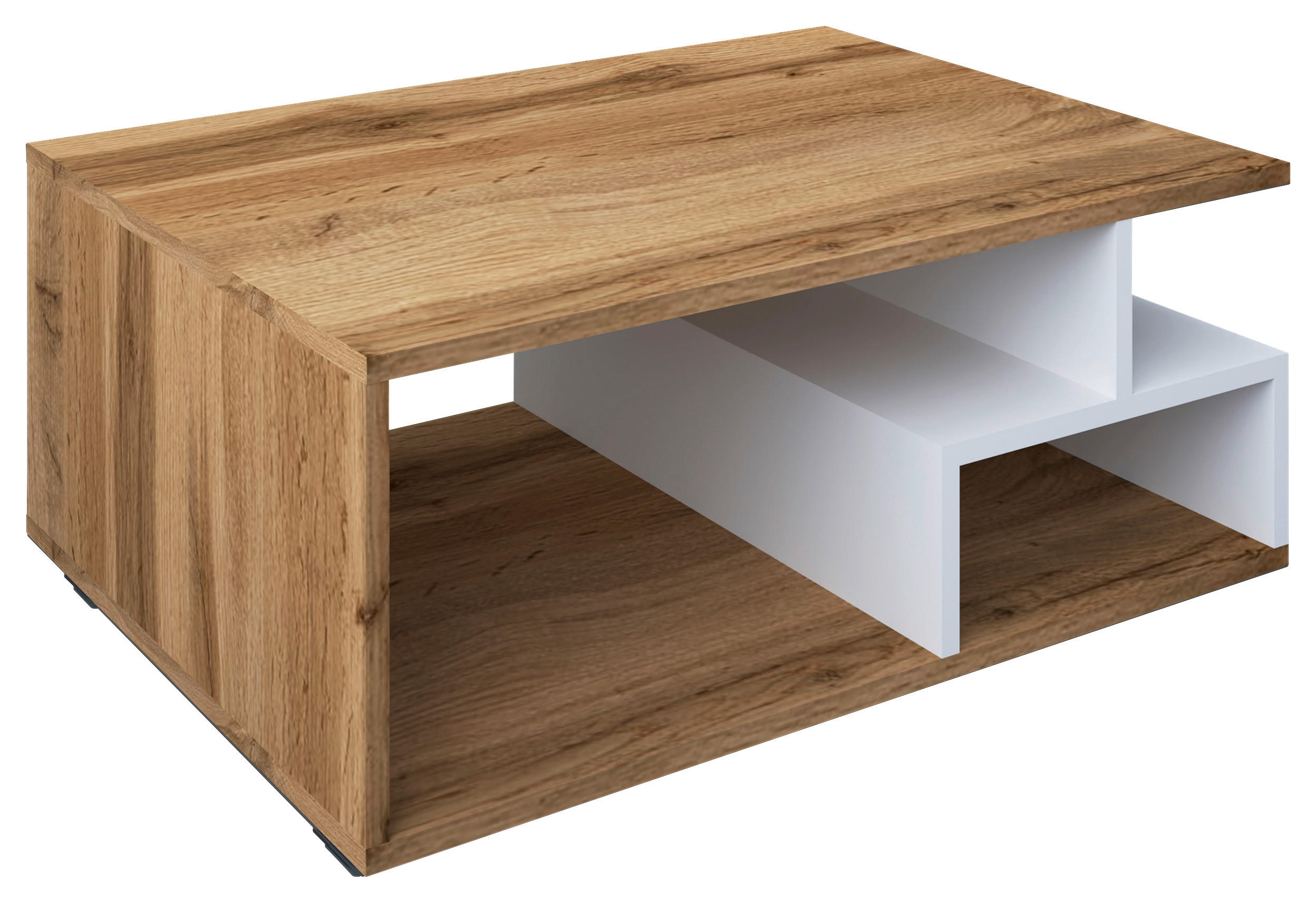 COUCHTISCH 80/40/50 cm rechteckig Weiß, Honigeiche  - Honigeiche/Schwarz, MODERN, Holzwerkstoff/Kunststoff (80/40/50cm) - MID.YOU