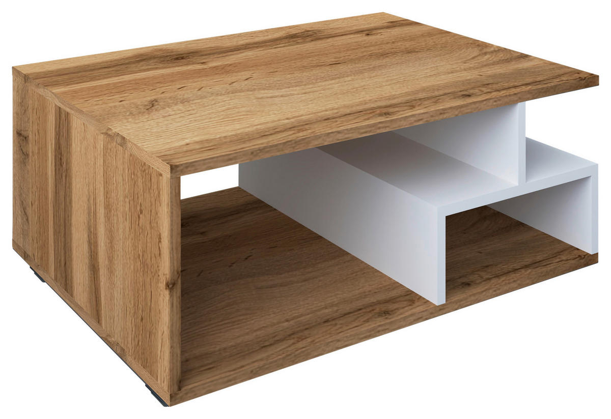 COUCHTISCH 80/40/50 cm rechteckig Weiß, Honigeiche  - Honigeiche/Schwarz, MODERN, Holzwerkstoff/Kunststoff (80/40/50cm) - MID.YOU