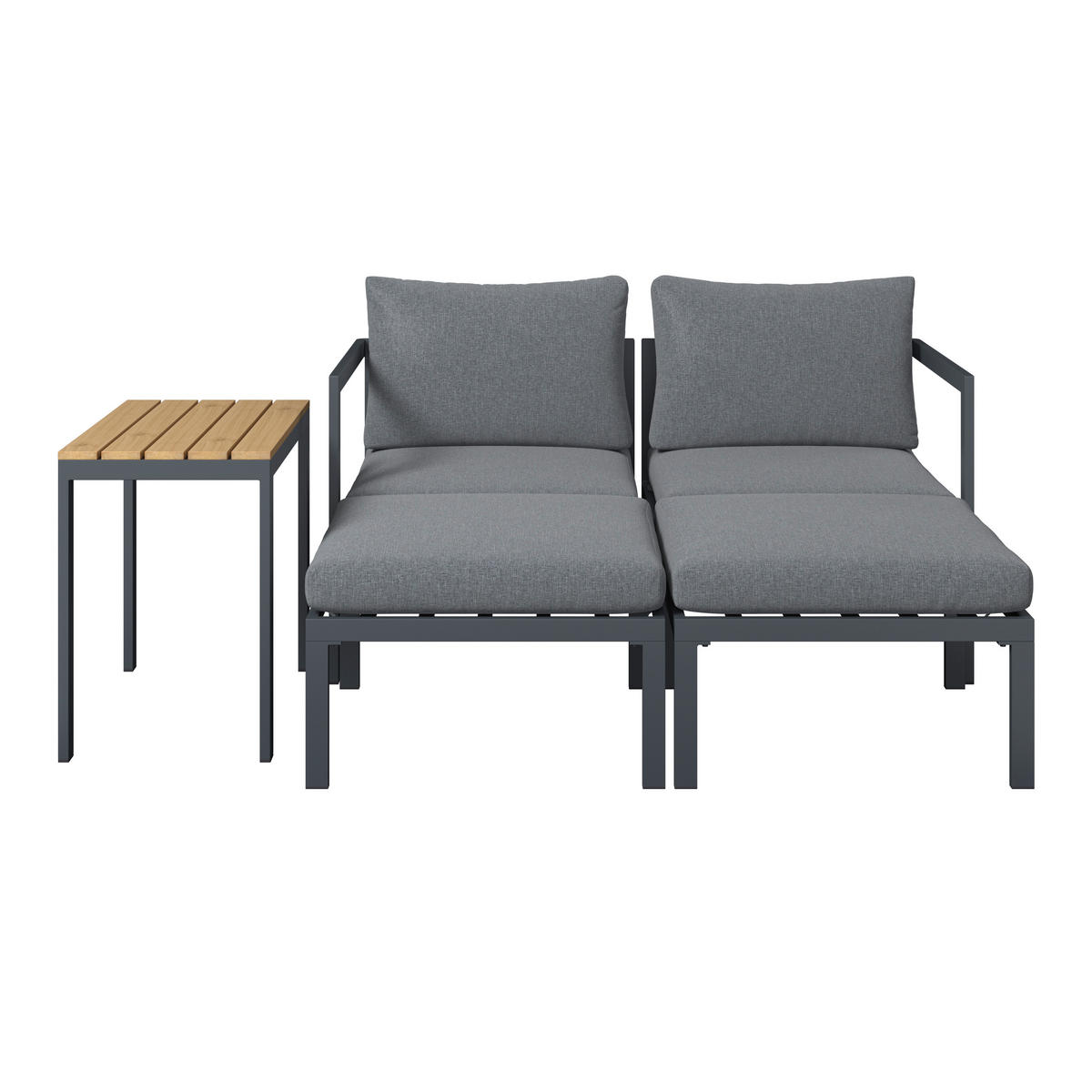 LOUNGEGARNITUR Stahl  - Dunkelgrau/Naturfarben, MODERN, Kunststoff/Textil (66/64/65.5cm) - Ambia Garden