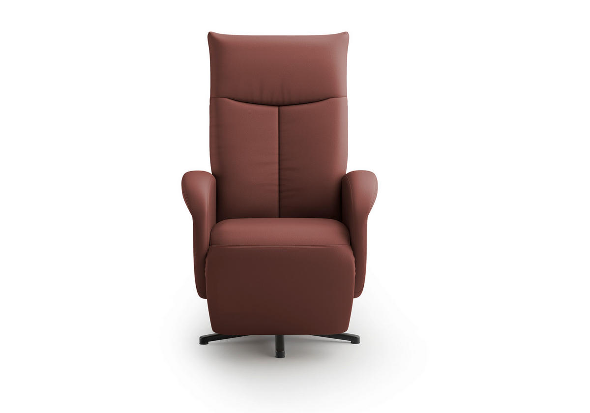 DREHSTUHL Rotbraun  - Rotbraun/Schwarz, MODERN, Leder/Metall (75/112/82cm) - Sit & More
