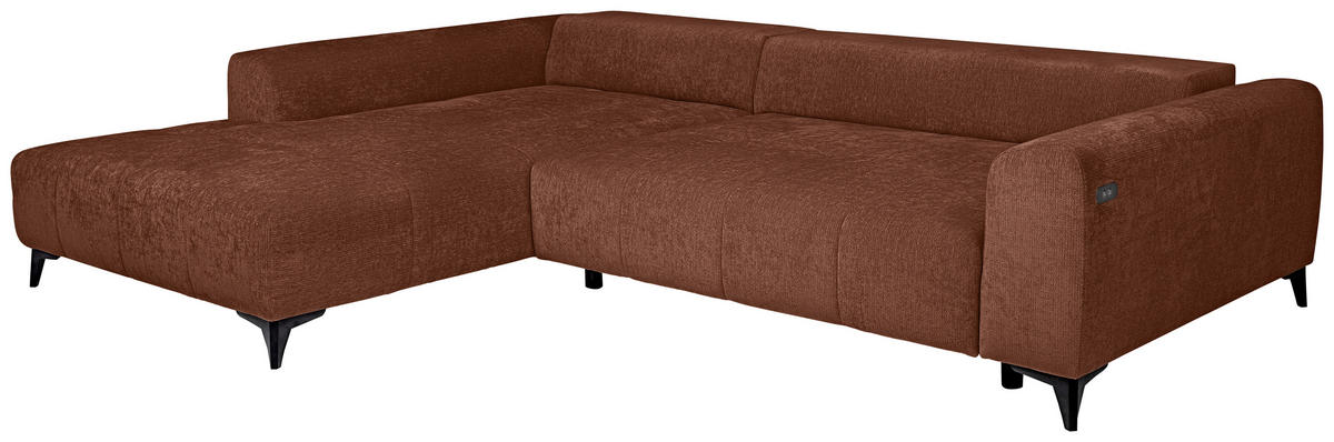 HÖRNSOFFA i chenille rostfärgad  - svart/rostfärgad, Klassisk, textil/plast (222/279cm) - MID.YOU