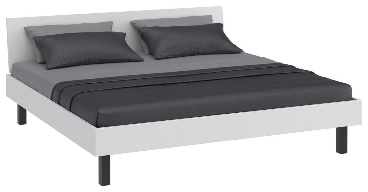 BETT 200/200 cm,  in Weiß  - Schwarz/Weiß, Design, Metall (200/200cm) - Xora