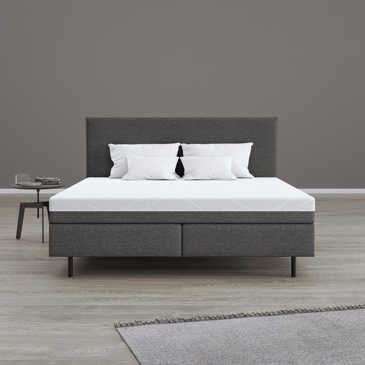BOXSPRINGBETT 180/200 cm  in Grau, Taupe  - Taupe/Schwarz, Basics, Textil/Metall (180/200cm) - Schlaraffia