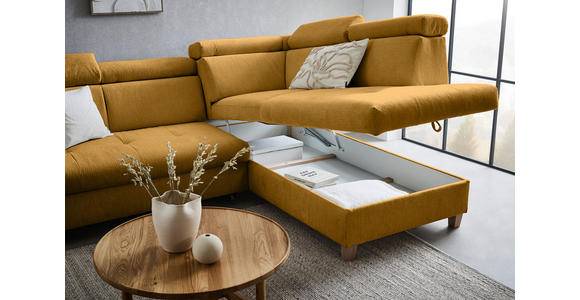 ECKSOFA in Samt Senfgelb  - Senfgelb, Design, Holz/Textil (261/206cm) - Venda