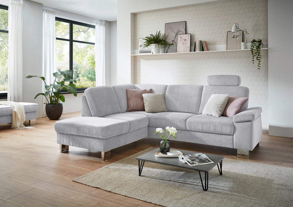 HÖRNSOFFA i manchester ljusgrå  - stålfärgad/ljusgrå, Klassisk, metall/textil (200/248cm) - Beldomo System