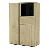 HIGHBOARD Eichefarben  83,4/127,5/41 cm  - Eichefarben, Natur, Glas/Leder (83,4/127,5/41cm) - Cassando