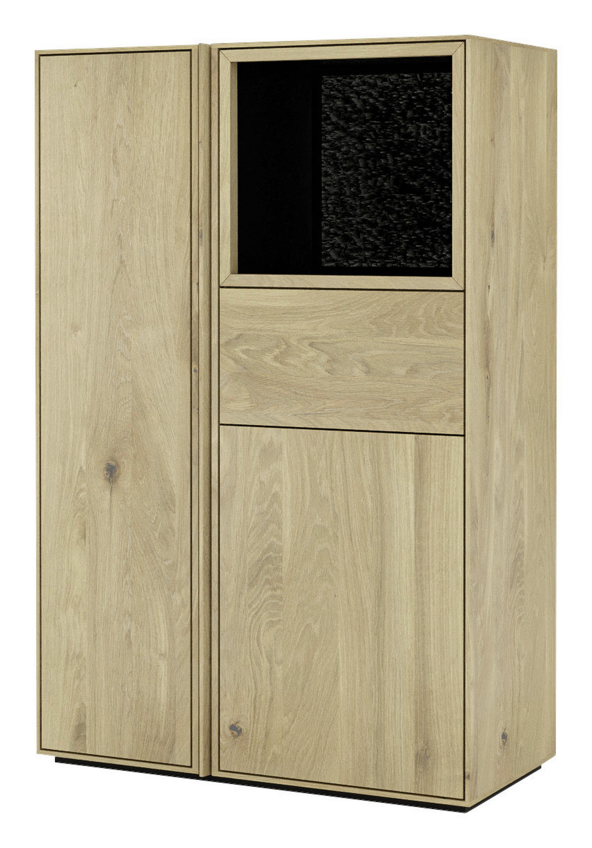 HIGHBOARD Eichefarben  83,4/127,5/41 cm  - Eichefarben, Natur, Glas/Leder (83,4/127,5/41cm) - Cassando