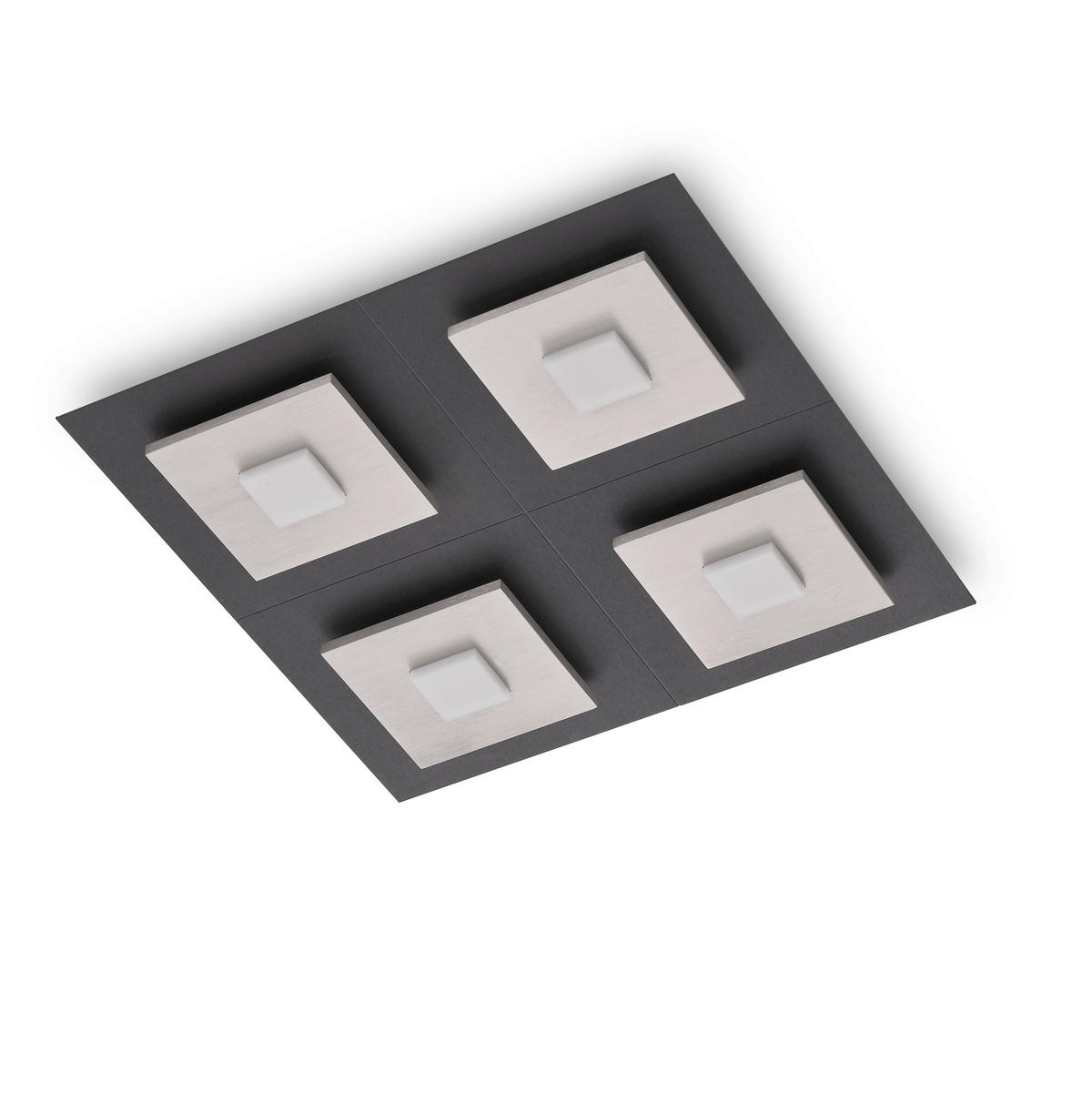 LED-DECKENLEUCHTE Plano 48/7/48 cm  - Schwarz/Alufarben, Design, Kunststoff/Metall (48/7/48cm) - Grossmann