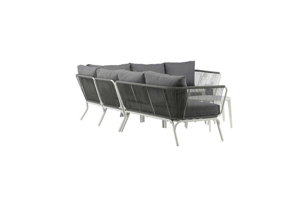 DINING-LOUNGESET  - Weiß/Grau, KONVENTIONELL, Textil/Metall - Gardenson