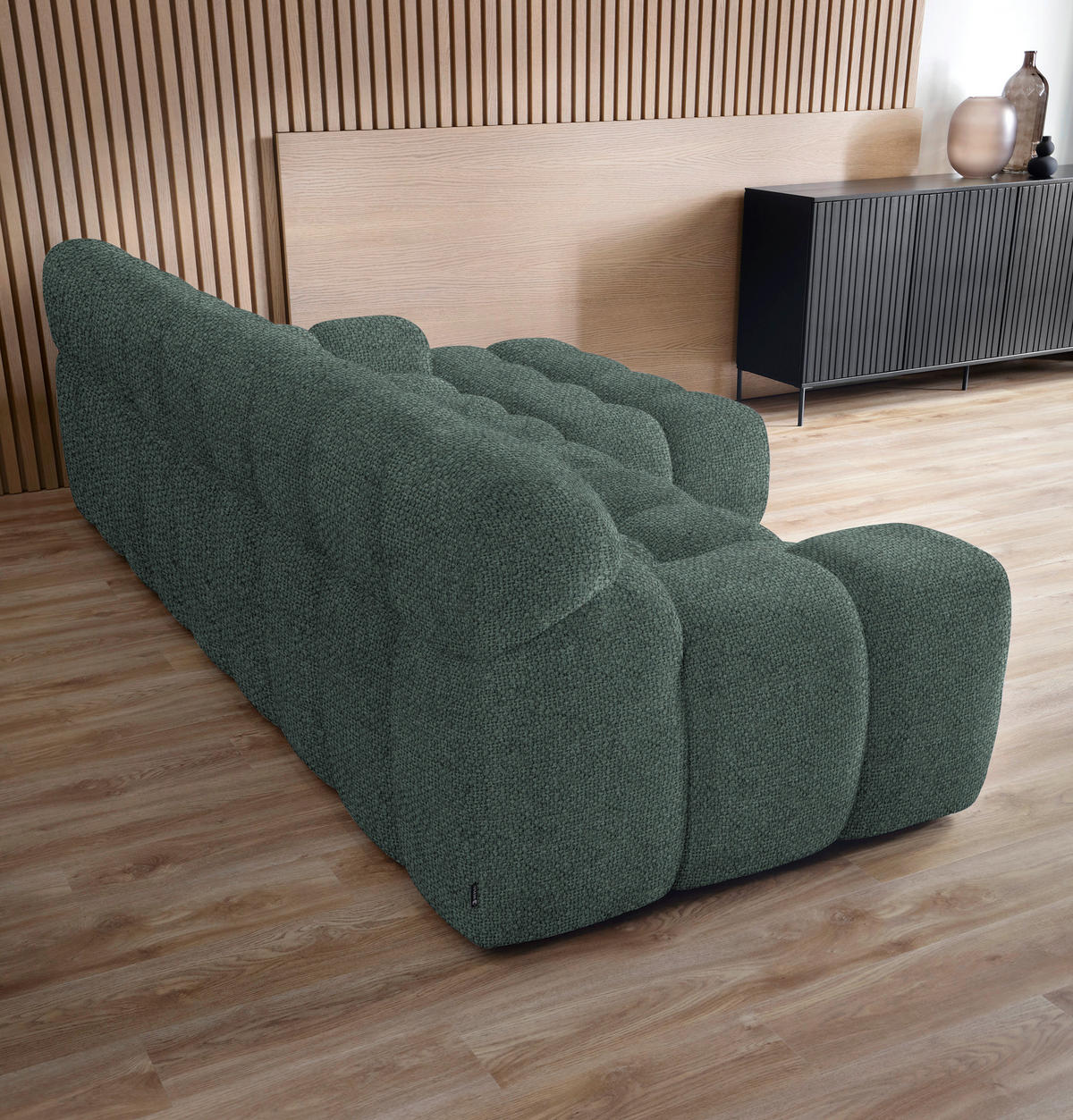 Ecksofa inkl. Funktion Grün Webstoff  - Schwarz/Grün, MODERN, Kunststoff/Textil (297/180cm) - Welnova