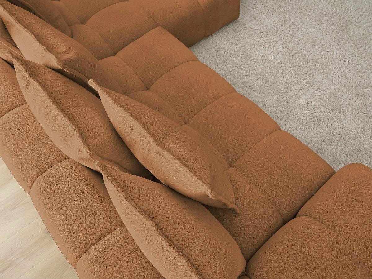 ECKSCHLAFSOFA EVEREST  mit Rücken echt, Armteil links, Armteil rechts Flachgewebe Orange  - Schwarz/Orange, MODERN, Kunststoff/Textil (318/180cm) - Livetastic