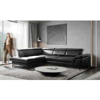 ECKSOFA  in Lederlook Echtleder Schwarz  220/274 cm  - Schwarz, Design, Leder/Textil (220/274cm) - Livetastic