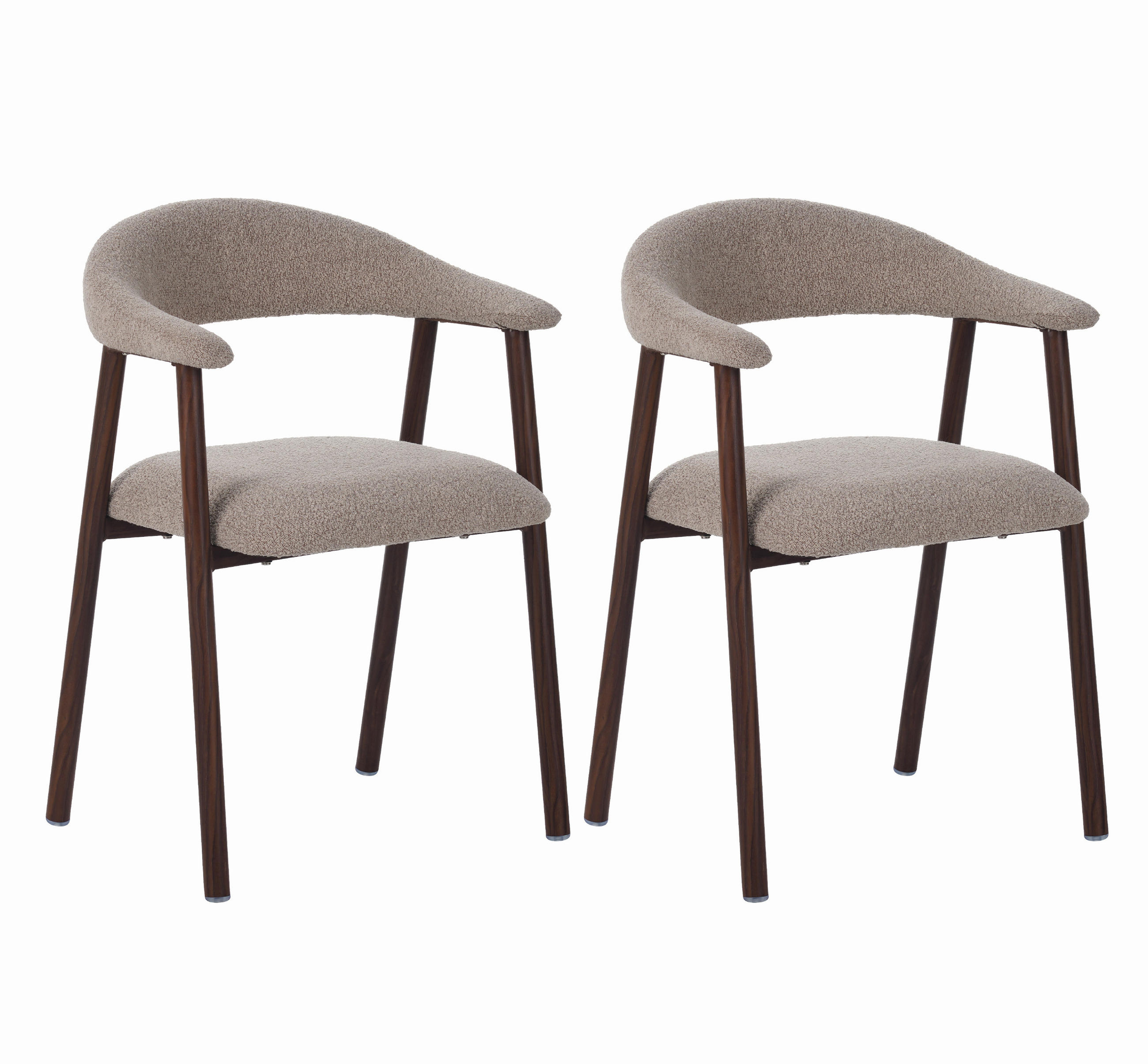 STUHL-SET 2 Stück  in Stahl Bouclé  - Sandfarben, MODERN, Textil/Metall (55/82/55cm) - Livetastic