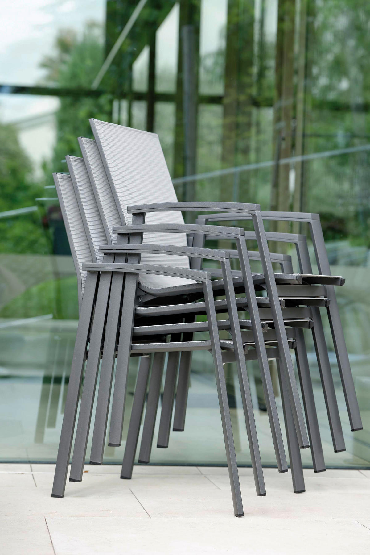 STAPELSESSEL Aluminium Anthrazit, Silberfarben  - Anthrazit/Silberfarben, Design, Textil/Metall (64/57/89cm) - Stern