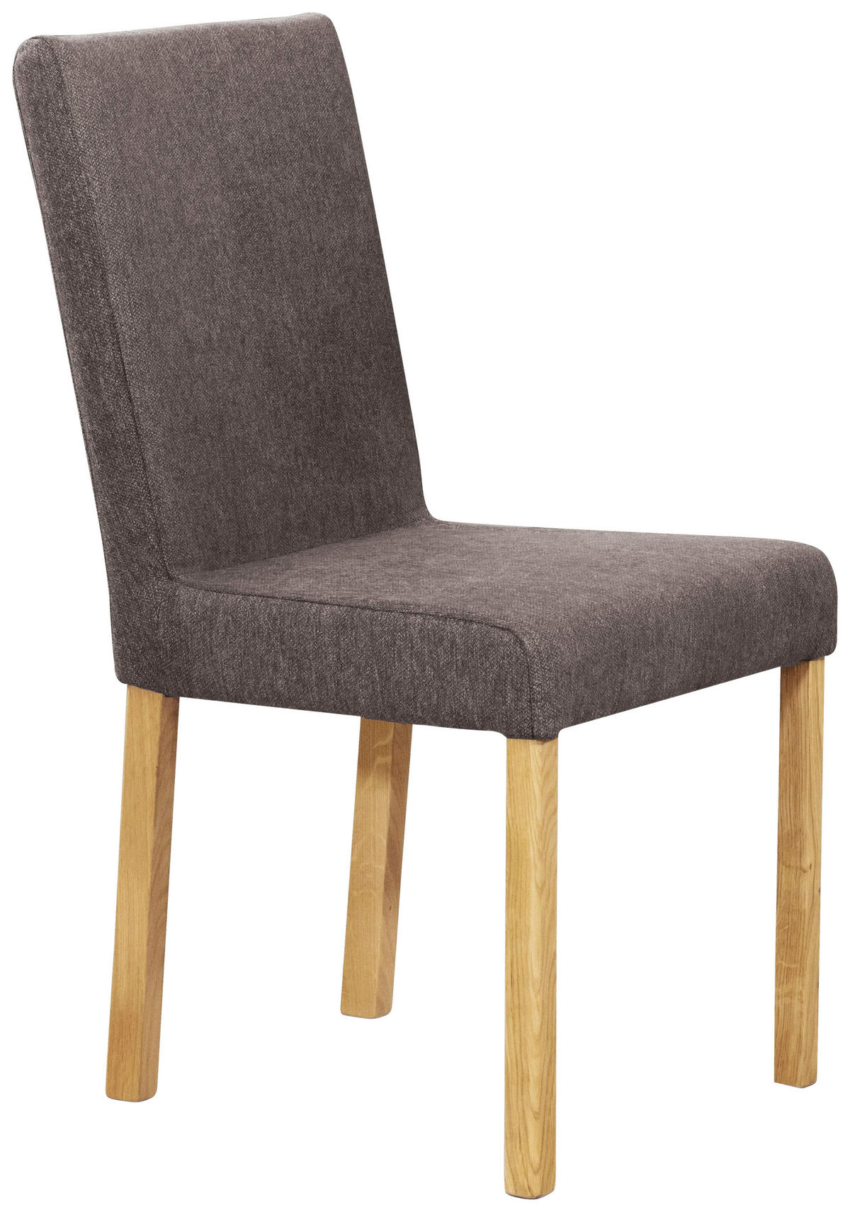 STUHL Webstoff Braun, Eichefarben Eiche vollmassiv  - Eichefarben/Braun, KONVENTIONELL, Holz/Textil (47/94/59cm) - Linea Natura