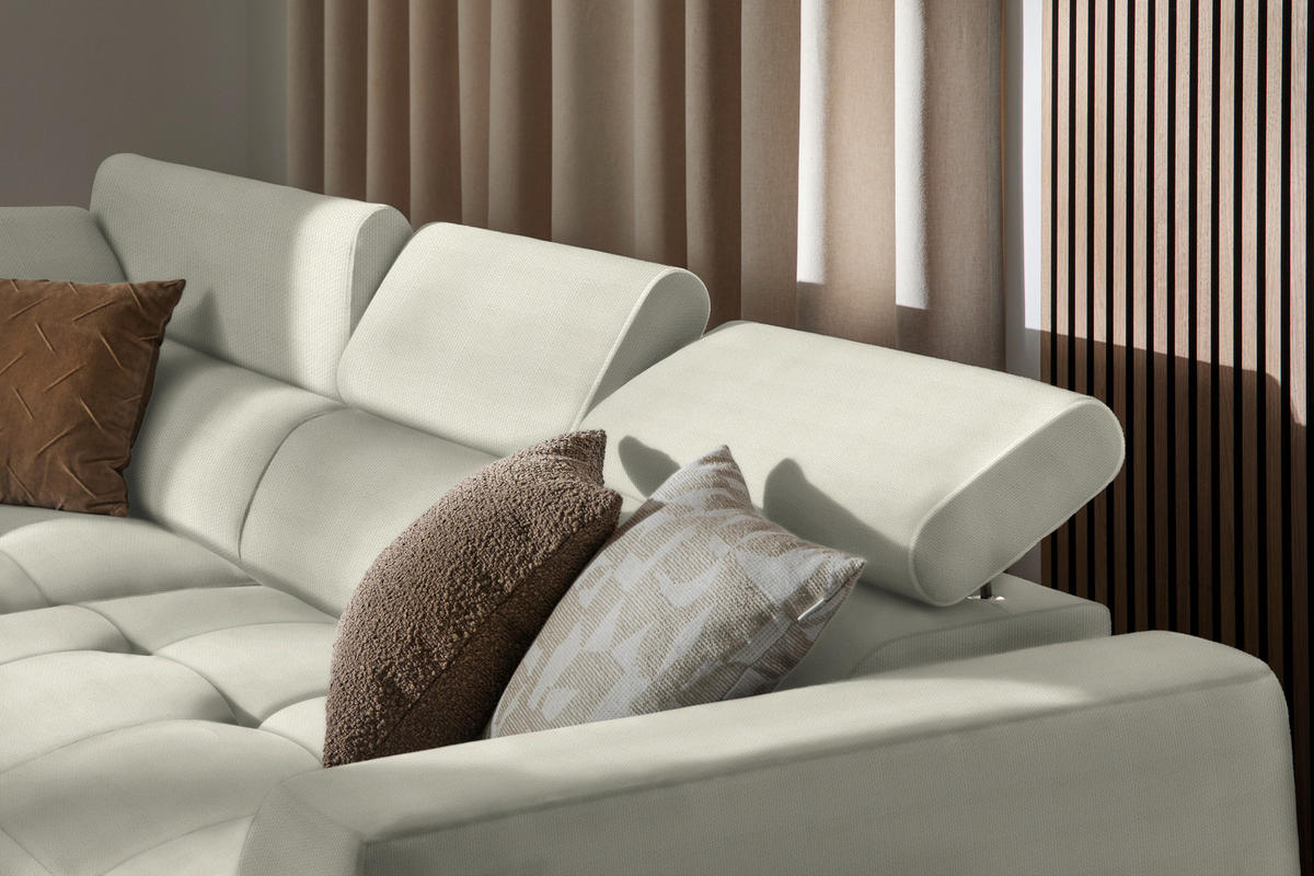 ECKSOFA in Struktur Creme  - Creme/Schwarz, Design, Kunststoff/Textil (205/284cm) - MID.YOU